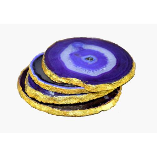 eSplanade Natural Agate Coasters Bar Beer Coffee Tea Coaster - Set of 4 Coasters - Perfect Table Accessories Tableware (Blue)