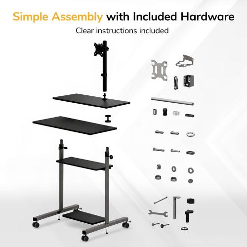 Mount-It! Mobile Computer Cart with Monitor Mount for Screen up to 32, Portable Desk on Wheels, Rolling Laptop Stand Teachers, Office, Classroom, Rise up to 53, Projector, Podium, Keyboard Tray❗MAY HAVE MISSING PIECES❗