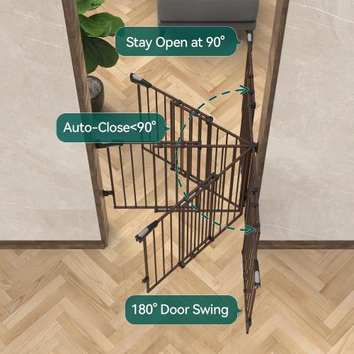 Babelio Baby Gate for Stairs & Doorways, No Bottom Bar| Easy Installation| One-Handed Operation| Auto-Close| Hardware Mount (Drill Needed) Safety Dog/Pet Gate