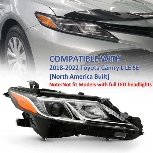 Generic 2018-2022 Camry Headlights,LED Projector Headlight Assembly Compatible with Toyota Camry L LE SE,Headlight Headlamp for Camry 2018-2022 Replacement Right Passenger Side, Black