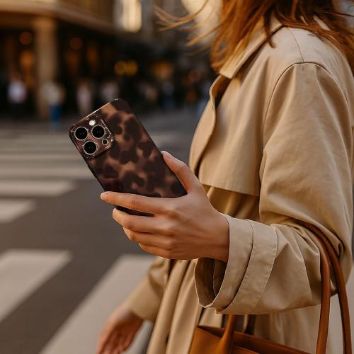 Anuck for iPhone 12 Pro Case Tortoise Shell Phone Case, Cute Chic Amber Leopard Cheetah Print Aesthetic Design Full Camera Protection, Soft TPU Slim Shockproof Cover 6.1 for Women Girls Men-Brown