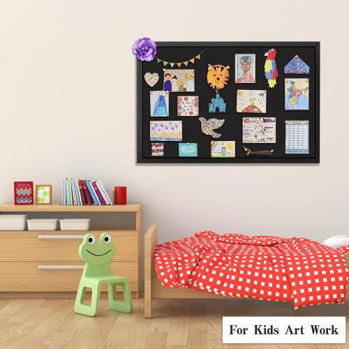 Miratino Large Bulletin Board, 36 x 24 Black Cork Boards for Walls with Frame, Pin Display Board Vision Board for Home School Office Decor
