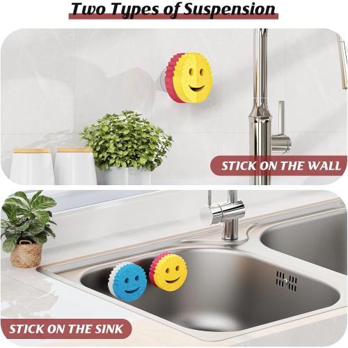 Kontoyo Sponge Holder for Kitchen Sink,Sink Caddy Organizer with Suction Cup Installation for Kitchen/Bathroom, Self Draining,Sponge Caddy for Holding Smiley Sponges-Black