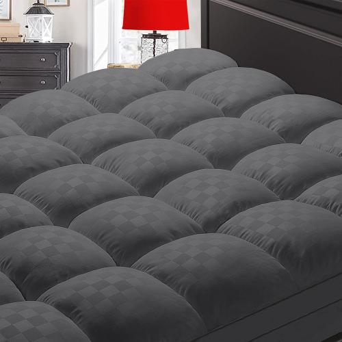 SameBed Mattress Topper Full XL,Extra Thick Mattress Pad Cover for Back Pain,Cooling Mattress Protector with 8-21 Inch Deep Pocket,Overfilled Down Alternative Filling,Grey