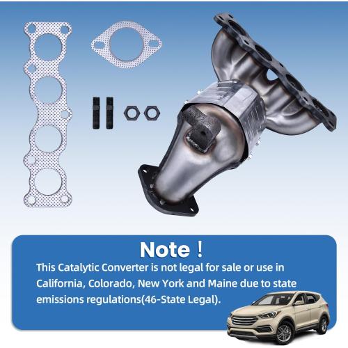 28510-2GCA0 Front Manifold Catalytic Converter Fits for 2017-2018 Hyundai Santa Fe Sport 2.4L Base/Luxury/Premium/SE, Front Catalytic Converter Replace 28510-2GCA0, 285102GCA0, 22-086