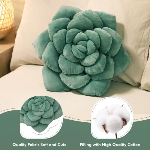 Hand-Stitched Plush Decorative Throw Pillow. Plant-Shaped Pillows and Flower Pillows, Plush Cushions for Bedroom and Home Decoration, 19.7in/50CM