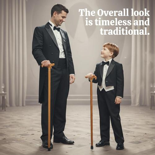 Dress Up America Classic Wooden Walking Cane – Lightweight Wooden Cane with Rubber Tip, 35.5” & 32” Everyday Walking Stick for Men & Women, Derby Handle Formal Accessory for Events & Daily Use