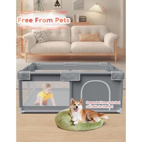 Baby Playpen Baby Play Pen for Babies and Toddlers Safe Anti-Fall Baby Play Yards Indoor & Outdoor Sturdy Safety Baby Activity Center with Soft Breathable Mesh Baby Fence 50×50 Inch