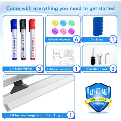 maxtek Rolling Whiteboard, 72x40 Large Double-Sided White Board Dry Erase on Wheels, Giant Magnetic White Board Standing for Office, School, Home Office, Homeschool(72 x 40)