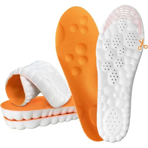 Steppers Insoles for Men & Women, 2026 New 4D Memory Foam Cloud Footstr Insoles, Comfortable & Breathable Massage Shoe Inserts with Arch Support for Foot Pain & Fatigue (Orange, US M 7-11/W 8.5-13.5)