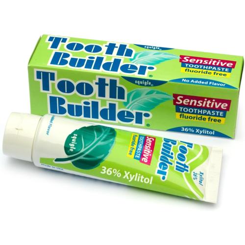 Squigle Tooth Builder SLS Free Toothpaste (Stops Tooth Sensitivity) Prevents Canker Sores, Cavities, Perioral Dermatitis, Bad Breath, Chapped Lips, 4 oz (4 Ounce (Pack of 1), Unflavored)