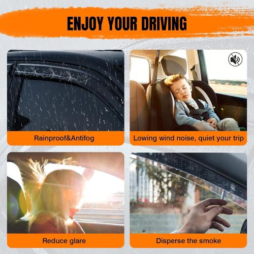 Durable Acrylic Window Visors for Ford Ranger Accessories - Compatible with 1993-2011 Ford Ranger/Mazda B2300/B3000/B4000 Standard Cab - In Channel Window Rain Guards