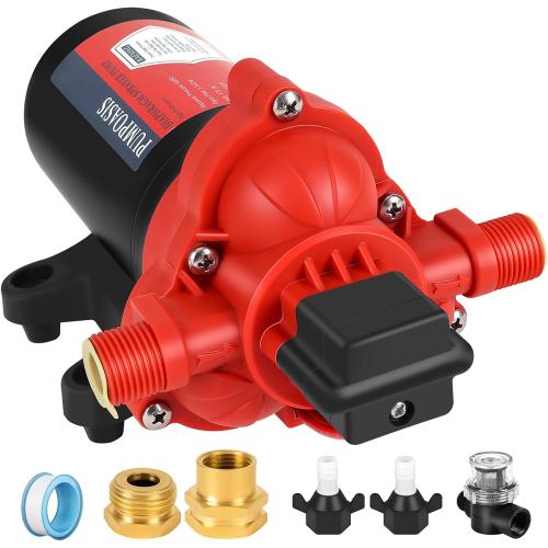12V Sprayer Pump, 4.4gpm-10amp-60psi, Chemical and Corrosion Resistant, Compatible with Roundup, Diaphragm Pump with Pressure Switch and Self-Priming for Agricultural Spraying, Rv, Boats, Etc