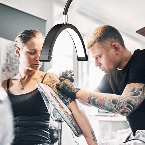 Half Moon Lash Light for Lash Tech, 3-in-1 Professional Esthetician Light with UV Lash Lamp & Phone Holder, Adjustable Height&Brightness for Tattoo,Nail Art,Skincare,Salon,Spa (Black)