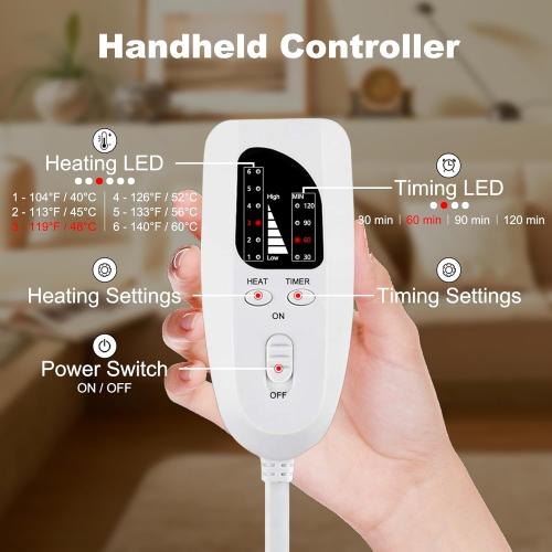 Electric Heating pad with 6 Heat Settings, Auto Shut Off, Dry Electric Heating for Back Neck Knee Arms Legs Shoulder Heat Pads for Christmas Birthday Father's Day Mother's Day (24X12, Dark Gray)