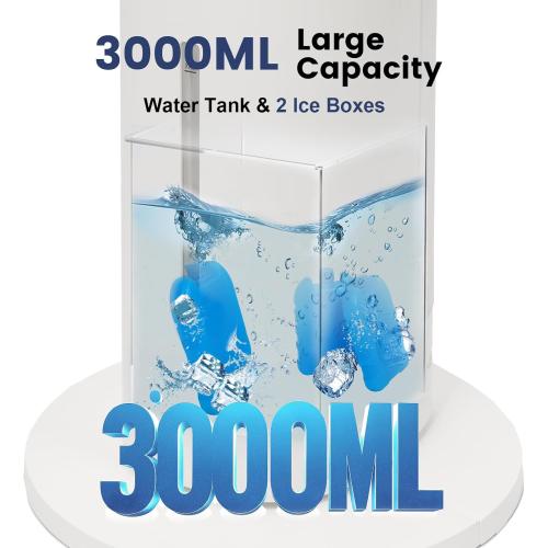 Size 41 Color White Windowless Portable Air Conditioner, 41” Evaporative Air Cooler with Remote, Swamp Cooler 3 Models,12H Timer, 70°Oscillation Tower Air Conditioner 3L Water Tank & 2 Ice Packs for Room Bedroom Office