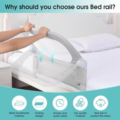 Baby Bed Rail Guard for Toddlers - 58.7 Toddler Bed Rails for Twin, Full, Queen, King Bunk Size Bed Swing Down Bedrail Extral Tall Child Safety Side Railing Guards for Kids