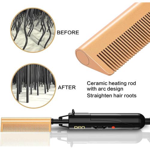 DAN Technology Small Ceramic Hot Comb for Lace Front Wigs - Dual Voltage, Fast Heating Straightener for Black Hair and Wigs
