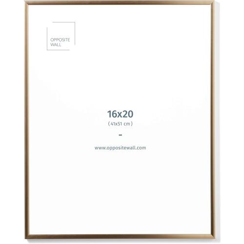 Opposite Wall Aluminium Metal Picture Frame, 16x20 in. | 41x51 cm Gold Sleek Matte, Lightweight, Shatterproof and Durable, Perfectly Crafted for Picture, Poster, Photo and Collage Displays