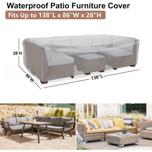 Patio Furniture Covers, Heavy Duty 600D Outdoor Furniture Cover Waterproof, Sectional Sofa Set Covers Table and Chair Set Cover,138L×86W×28H