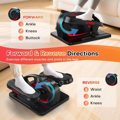 Under Desk Elliptical Machine, Electric Elliptical Leg Exerciser While Sitting for Seniors with Upgraded 15 Speeds & 12 Auto Mode, Forward & Reverse Direction, Quiet Portable Seated Pedal Exerciser