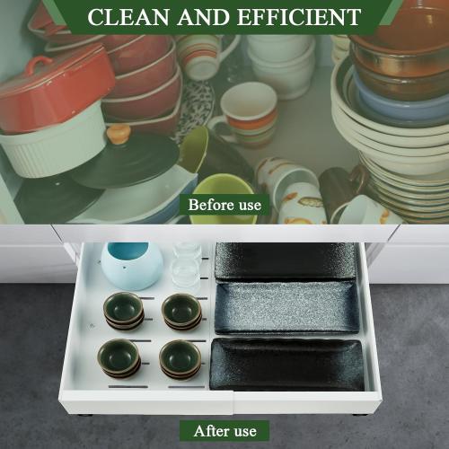 Expandable Cabinet Organizer - Quiet Sliding Pull Out Shelves 12.6-20.5 for Kitchen (White)