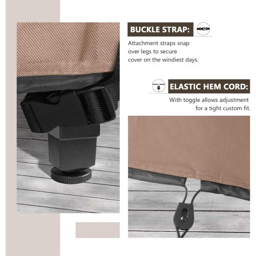 ULTCOVER Rectangular Patio Heavy Duty Table Cover - 600D Tough Canvas Waterproof Outdoor Dining Table and Chairs General Purpose Furniture Cover Size 88L x 62W x 28H inch