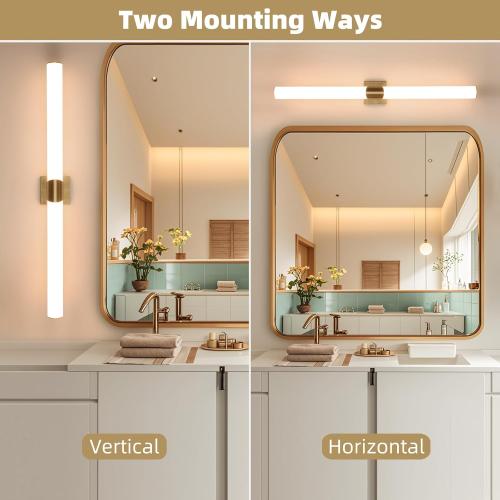 Modern Wall Sconce 39 Ihch Gold Bathroom Sconces LED Wall Lighting Fixtures with Acrylic Shade Hardwired Long Vanity Lights Over Mirror for Bedroom Living Room Hallway