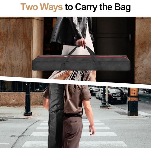 Size 51in Color Black  Tripod Carrying Case, Heavy Duty Tripod Bag with Handles, Full Double Zipper, Inner Pocket, Padded Carry Case for Pipe and Drape Kit, Light, Speaker, Mic Stand