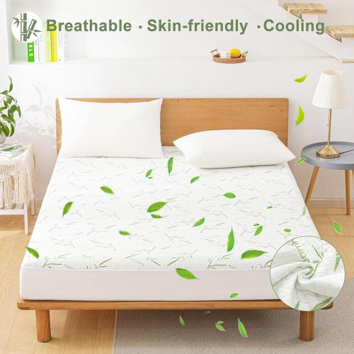 King Mattress Protector Waterproof Mattress Pad Washable Bamboo Rayon Mattress Cover Breathable Noiseless Bed Protector 5 - 21'' Elastic Fitted Deep Pocket