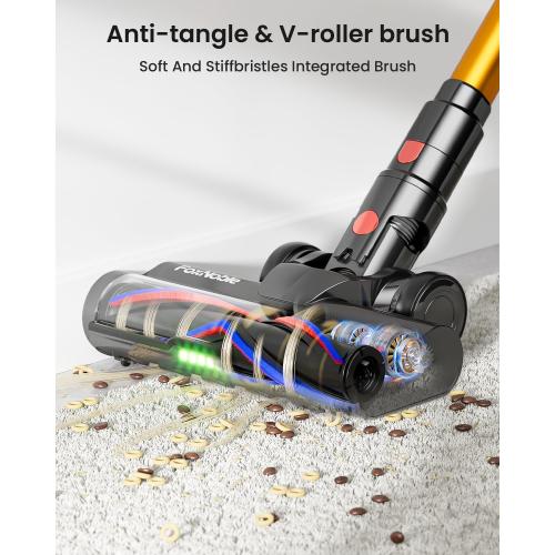 Cordless Vacuum Cleaner,55KPa 650W 65Mins Vacuum Cleaners for Home,Stick Vacuum with LED Display &Anti-tangle Brush and Self-Standing Design,Vacuum Cleaner for Hardwood Floors,Carpet,Pet Hair,Car