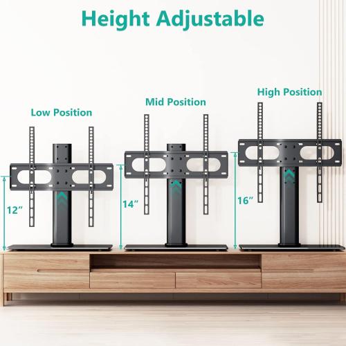 WALI Universal TV Stand, Table Top TV Stand for 32 to 65 inch TV, Height Adjustable TV Mount with Security Wire, 88lbs Weight Capacity, Max VESA 400x400mm(TVDVD-01), Black