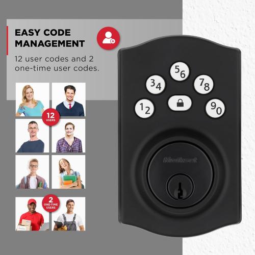 Kwikset Powerbolt 240 5-Button Keypad Matte Black Traditional Electronic Deadbolt Door Lock, Featuring Convenient keyless Entry, Customizable User Codes and auto Locking