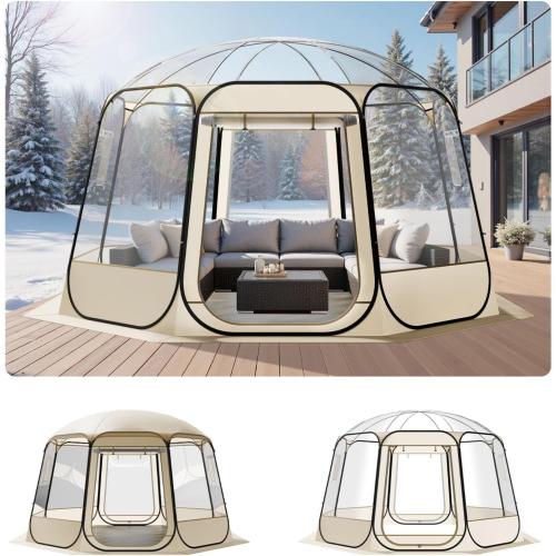VEVOR Pop up Sports Tent, 8 Sizes Optional Clear Bubble Tent for 1-6 Person, Waterproof Outdoor Pod with Floor Mat & Top Cover, Garden Igloo Dome Tents Camping Shelter for Sports Watching