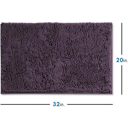 Nestl Bathroom Rugs, Chenille Bath Mat - Machine Washable Bath Mats for Bathroom Non-Slip Backing Rubber, Quick Dry Bathroom Mat - Purple Bath Rug, 20x32