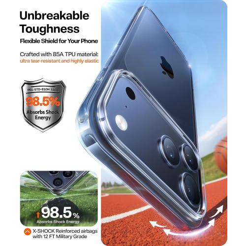 TORRAS for iPhone 17 Pro Case Crystal Clear, Ultra-Thin, 2025 Upgraded Non-Yellowing, Military-Grade Protection, Transparent Slim Case for iPhone 17 Pro Phone Case, Soft, Anti-Scratch, Clear