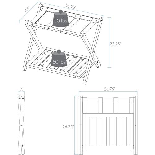 Casual Home Luggage Rack with Shelf, Espresso