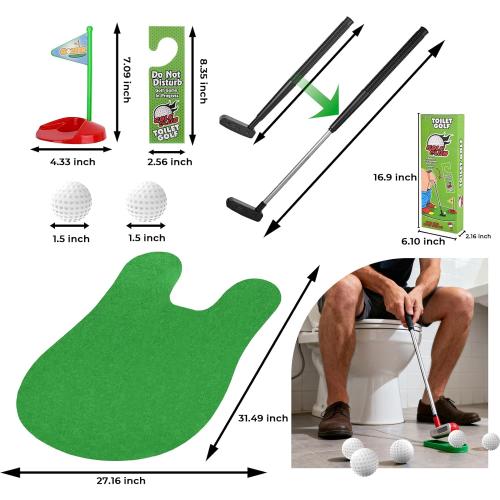 Toilet Golf Game Set - Toilet Golf Bathroom Game for Adults, for Father - Ideal Father’s Day or Birthday Golf Gifts for Men Women and Kids