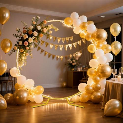 Nisoger Round Arch Stand 6.6FT Circle Balloon Arch Frame Circle Backdrop Stand Gold Round Arch With Storage Bag For Wedding Birthday Party Bridal Shower Anniversary Event Ceremony Decoration