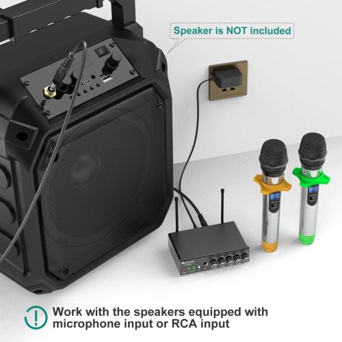 FIFINE UHF Dual Channel Wireless Handheld Microphone, Easy-to-use Karaoke Wireless Microphone System-K036