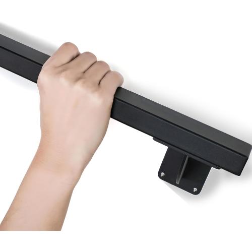 2 FT Heavy Duty Black Metal Staircase Handrail Indoor Stair Railing - 24 Inch Wall Mount Iron Pipe Hand Rails for Indoor & Outdoor, Banister Steps Rail Safety Wall Grab Bar for Seniors