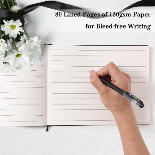 XKDOUS Linen Funeral Guest Book for Memorial Service Hardcover in Loving Memory Guestbook Celebration of Life Keepsake Guest Sign in Book with Table Sign for Funeral Service