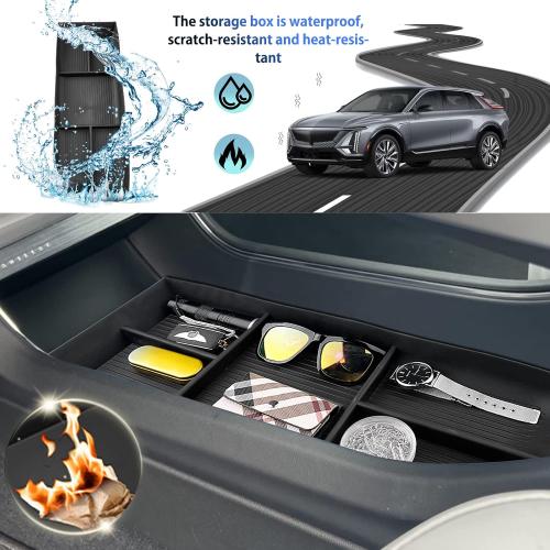SHAOHAO for 2025 2026 Cadillac Lyriq Under Console Organizer for 2023 2024 2025 2026 Cadillac Lyriq Accessories (Tech, Luxury, Sport) Lower Organizer Tray Space Expand Storage Insert Box Easy Removal