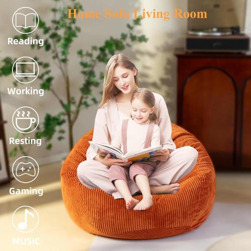 Stuffed Animal Storage Bean Bag Cover (No Filler), Corduroy Kids & Toddler Bean Bag Chair for Teens & Adults, Toy Storage Organizer, Comfy Sofa for Playroom (Cover Only)