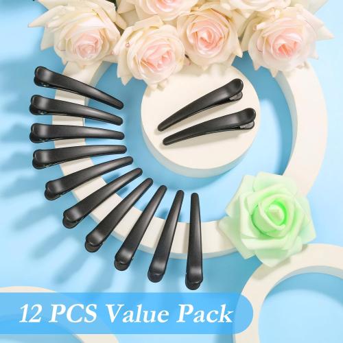 Hair Clips for Styling, Sublaga 12 PCS Non-Slip Colorful Plastic Duckbill Alligator Hair Barrettes Pins for Women, Baby Kids and Girls, 3.5 (12pcs Matte Black)