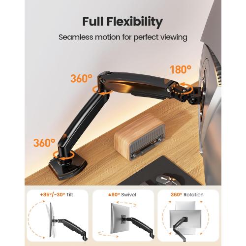 ErGear 13 to 49 inches Single Monitor Mount for Ultrawide Screens,Heavy Duty Single Monitor Arm,Single Monitor Stand with Swivel,Tilt,Rotation for Home and Office,Holds 26.5lbs,VESA 75/100mm