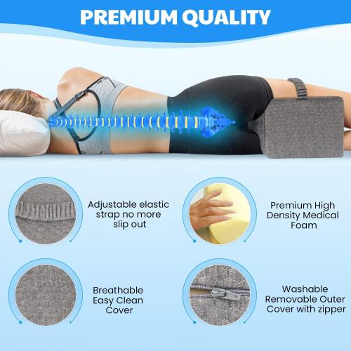 Memory Foam Knee Pillow, Leg Pillow for Side Sleeping, Contour Support Ergonomic Knee Pillow with Cover and Strap, for Side Sleepers, Spine Alignment, Hip, Back and Joint Pain Relief
