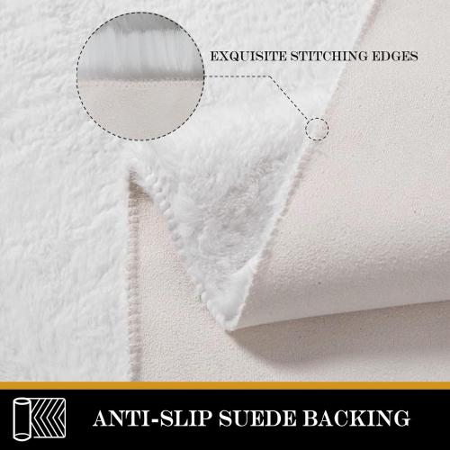 Latepis White Round Rugs Faux Rabbit Fur Rug for Living Room Washable Fluffy Rug for Kids Room Bedroom Furry Shaggy Rugs for Dorm Nursery Room