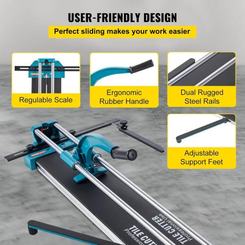 BestEquip Manual Tile Cutter 48 Inch, Laser Guide & Tungsten Wheel for Precision, Cuts Porcelain & Tile, All-Steel Durable Frame, Large 48-Inch Capacity for professional installers or beginners