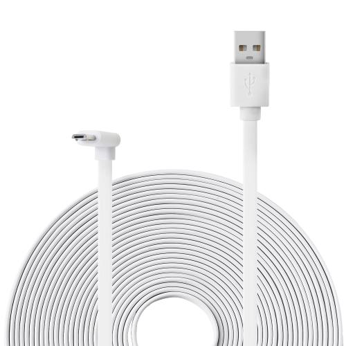 10FT Power Extension Cable Compatible with Wyze Cam Pan v3 Otudoor Security Camera, Micro USB Cord 90 Degree Charger Adapter L-Shaped Long Flat Waterproof Charging Cord-White